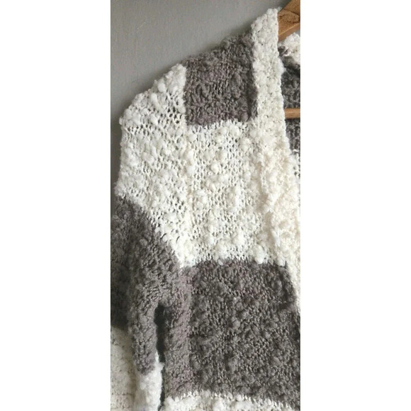 Free People Cardigan Womens S Cuddle Bear Brown Striped Boucle Wool Blend Pocket - Picture 5 of 9